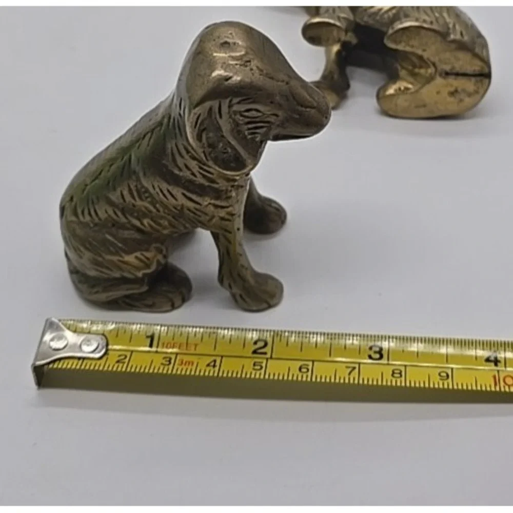 Vtg Brass Figurine Collectible Animal Heavy‎ Paperweight Dogs